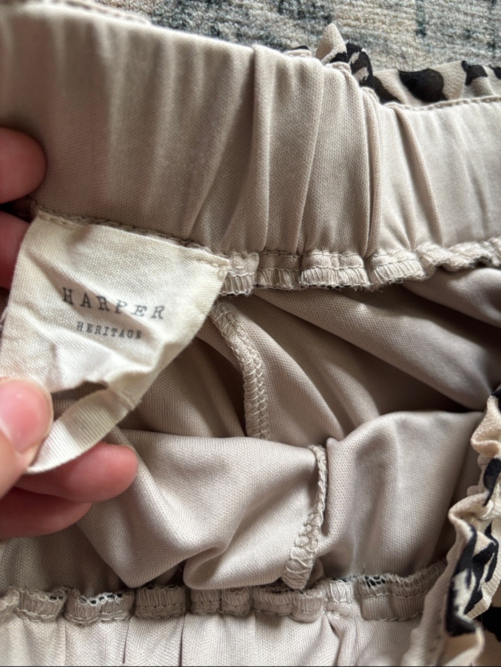 Beige and Black Leopard Ruffle Hem High Waist Shorts - Picture 2 of 3